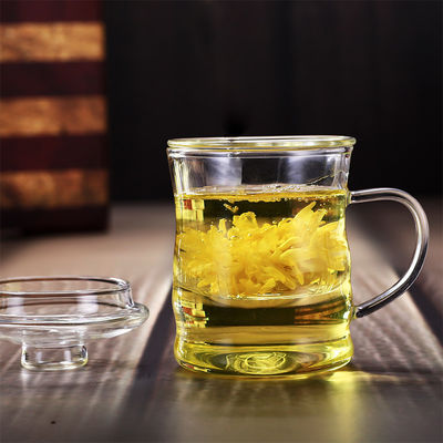 Taza de té más gruesa de filtración de la flor del té de la taza de cristal a prueba de calor de Infuser con la manija proveedor